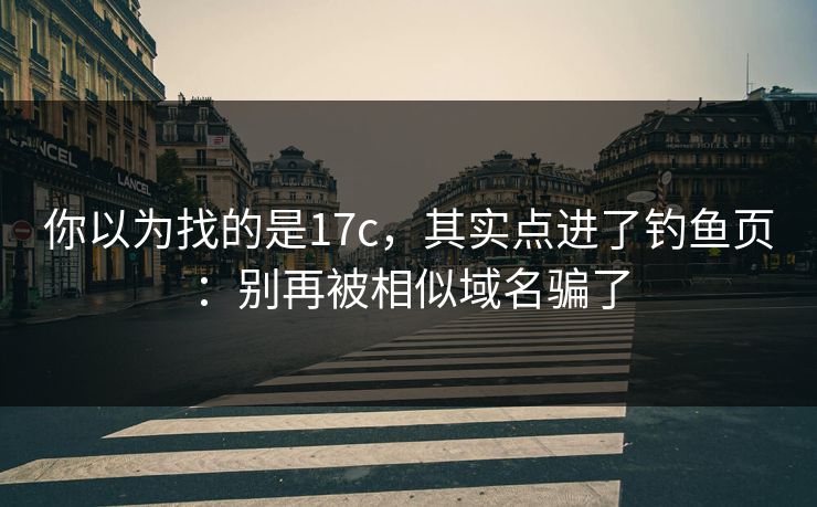 你以为找的是17c，其实点进了钓鱼页：别再被相似域名骗了