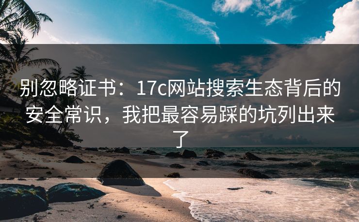 别忽略证书：17c网站搜索生态背后的安全常识，我把最容易踩的坑列出来了