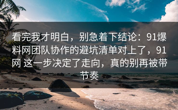 看完我才明白，别急着下结论：91爆料网团队协作的避坑清单对上了，91网 这一步决定了走向，真的别再被带节奏