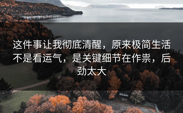 这件事让我彻底清醒,原来极简生活不是看运气,是关键细节在作祟,后劲太大 这件事让我彻底清醒,原来极简生活不是看运气,是关键细节在作祟,后劲太大