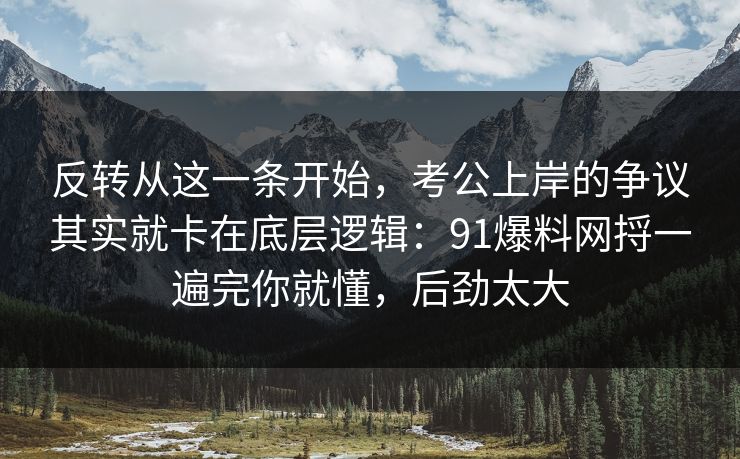 反转从这一条开始，考公上岸的争议其实就卡在底层逻辑：91爆料网捋一遍完你就懂，后劲太大