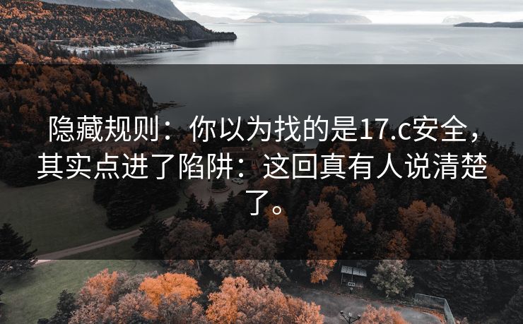隐藏规则：你以为找的是17.c安全，其实点进了陷阱：这回真有人说清楚了。
