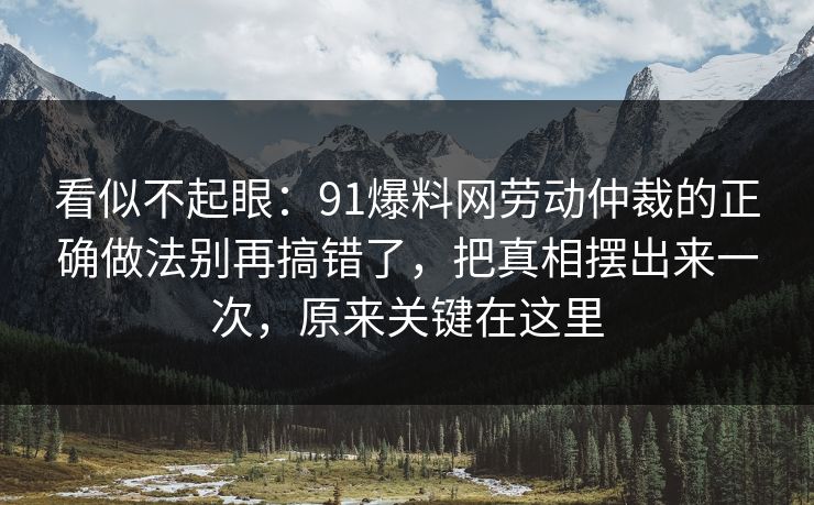 看似不起眼:91爆料网劳动仲裁的正确做法别再搞错了,把真相摆出来一次,原来关键在这里 看似不起眼:91爆料网劳动仲裁的正确做法别再搞错了,把真相摆出来一次,原来关键在这里