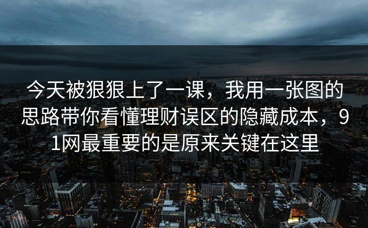 今天被狠狠上了一课，我用一张图的思路带你看懂理财误区的隐藏成本，91网最重要的是原来关键在这里